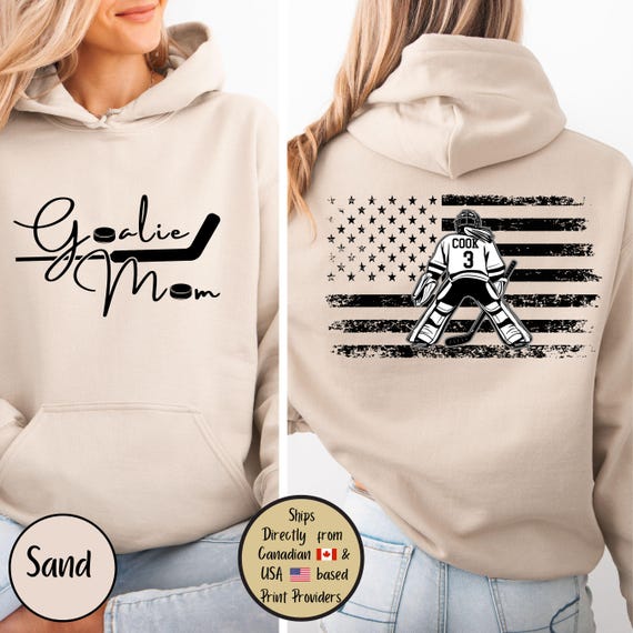 Goalie Hockey Mom Custom Hoodie, Goalie Mama Personalized Sweatshirt, Hockey Mom Sweater, Hockey Lover Shirt, Hockey Mom Gift,Game Day Sweat