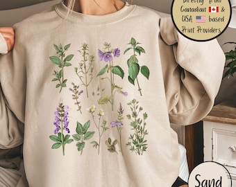 Herbology Lover Floral Sweatshirt, Plant Lover Cottagecore Sweater, Magical Herbs Crewneck, Botanical Plant Shirt, Gift for Flower Lovers