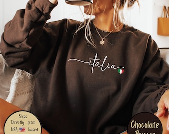 Italia Crewneck Sweatshirt, Italy Travel Sweater, Italian Flag Pullover, Italiano Gift, Italy Trip Crewneck, Italy Lover Present, Italy Fan