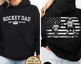 Hockey Dad Custom Hoodie, Funny Hockey Dad Personalized Sweatshirt, Hockey Dad USA Flag Sweater, Hockey Lover Gift, Hockey Dad Gift,Game Day