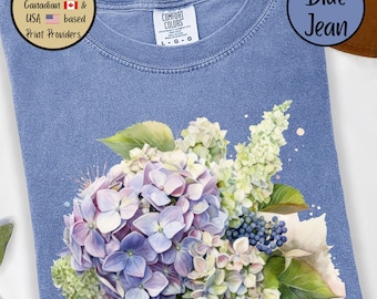 Hydrangea Comfort Colors Tee, Boho Floral Lover T-Shirt, Hydrangea Lover Cottagecore Shirt, Gardening Mom Shirt, Gardeners Gift, Flower Tee