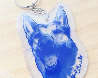 Beautiful Custom Personalized Resin Pet Portrait Keychain
