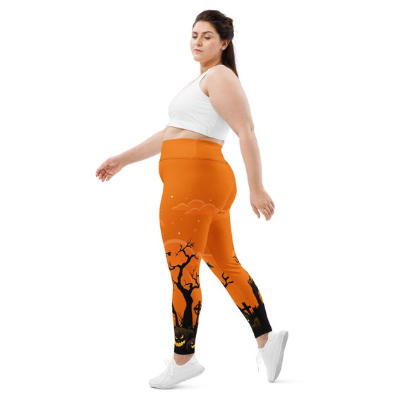 Orange Halloween Plus Size Leggings 