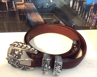 Brighton womens leather belt M medium 30” brown black adjustable western rodeo Brighton Cowboy Brown Belts for Women for sale | eBay main image 3