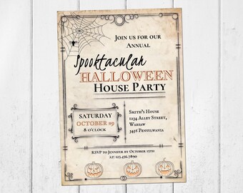 halloween invitations printable halloween house party etsy