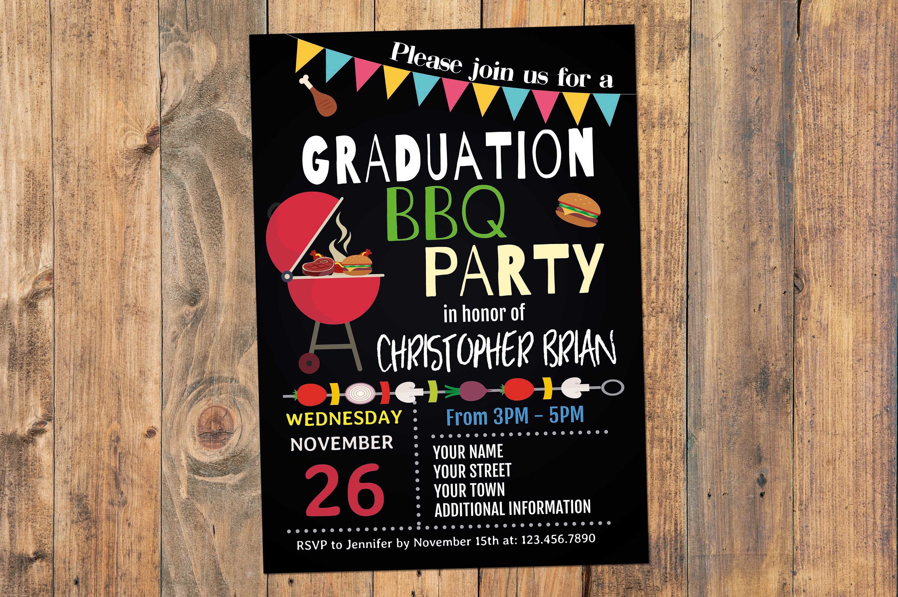 Graduation BBQ Party Invitation Graduation BBQ Invitation Etsy