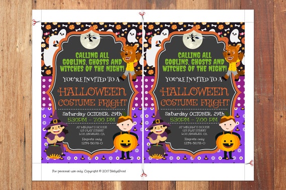 halloween invitation kids halloween party invitation etsy