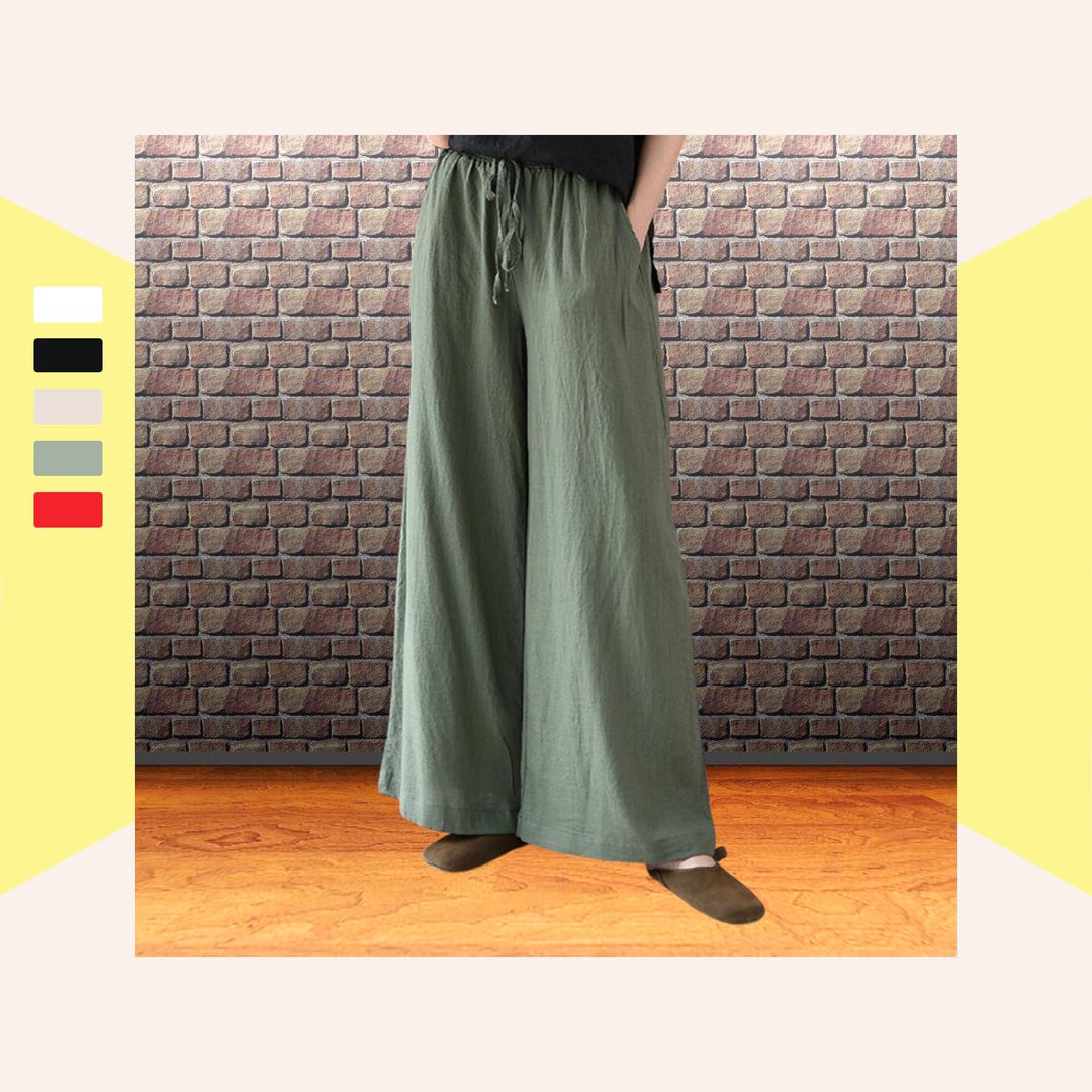 Linen Roll Down Pants in Deep Rock Fish Green by Hiho main image 1
