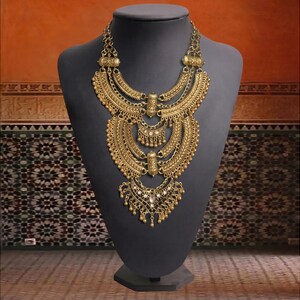 Boho Statement Kette Goldmünzen Antik Damen Schmuck Geschenk für Frauen Festival Schmuckstück
