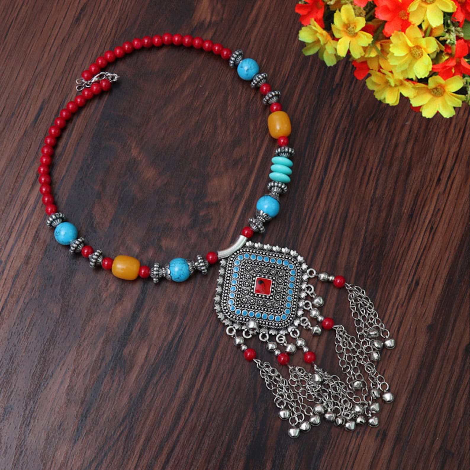 Ethnic boho necklace southeast Asian jewelry Bohemian bib Etsy