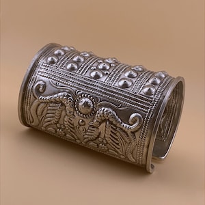 Wild tribe boho silver forearm cuff bracelet, Large, wide, ethnic bohemian, cosplay accessory for arm wrist, Unique warrior costume jewelry