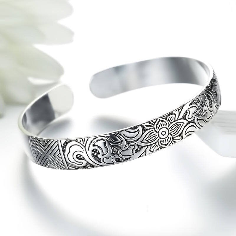 Exotic chinese silver old dragon carve cuff bangle bracelet miao stainless steel Exotic chinese silver old dragon carve cuff bangle bracelet miao stainless steel
