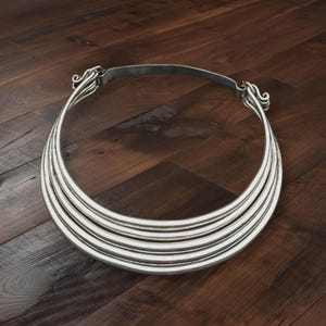 Hmong silver layered necklace: Multi torques, tribal statement for modern nomad