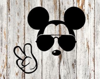 Hipster Mickey SVG Cut file - TWOdles - Peace - Funny - Adorable TWosday