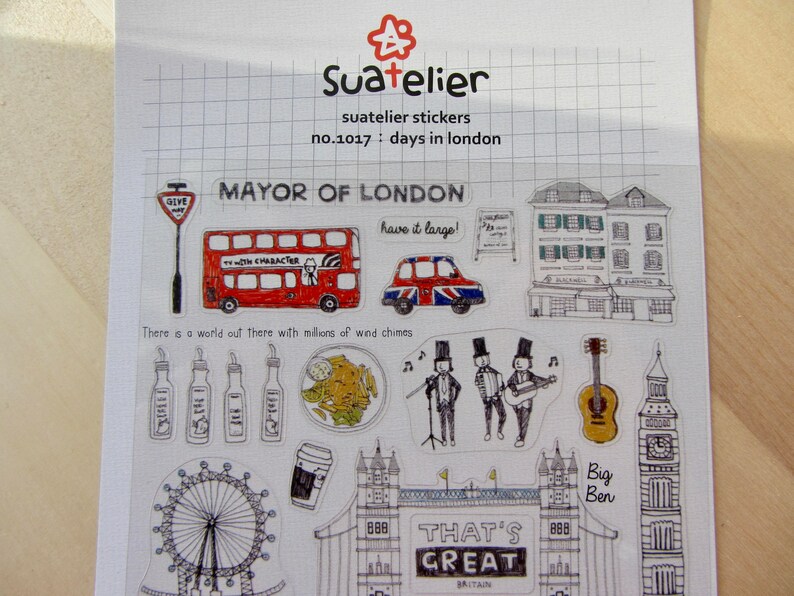 London England Stickers Travel Doodle Stickers London Etsy