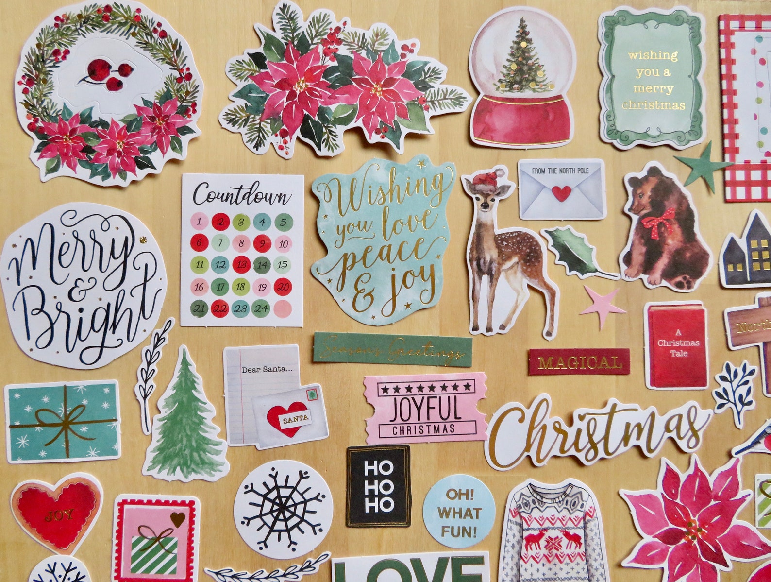 154 Christmas Holiday Die Cuts Gold Foil Detail Cardmaking Etsy