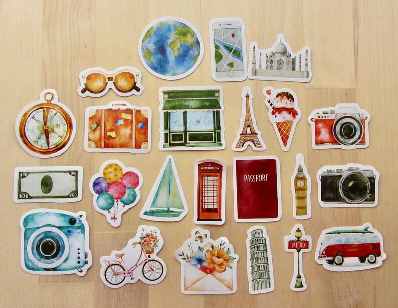 46 Travel Stickers Illustrated Travel Stickers Travel Etsy UK