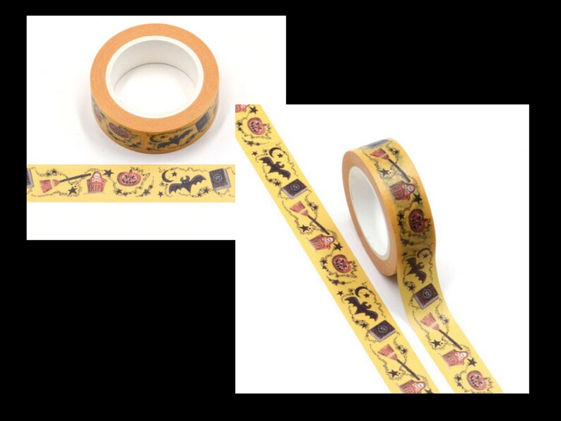 Witchcraft Magic Bat Pumpkin Gift Packaging Masking Tape Halloween Orange Black Washi Tape Halloween Theme BUJO Scrapbooking Washi