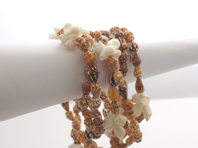 Brown Caramel White Shells long Necklace