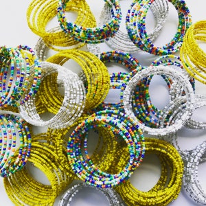 Spiral Beaded Bracelets: Maasai, Oshun, Snow White