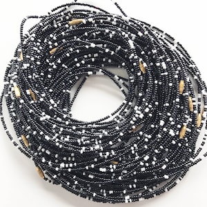 Black & White Glass African Waist Beads with Clasp