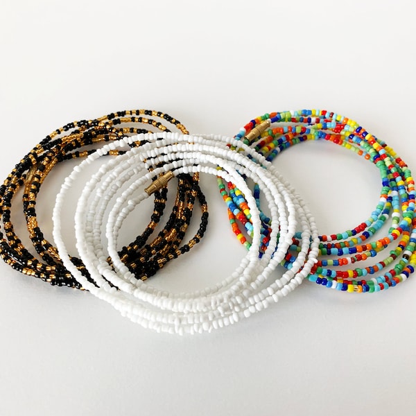 3 Waist Beads Set  - African Waist Beads Set for Weight Loss - With Clasps (FREE SHIPPING)