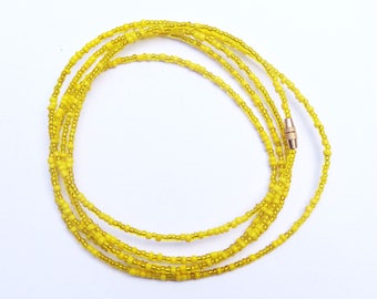 Oshun Göttin Taillenperlen: Gelbe Bauchkette mit Karabinerverschluss