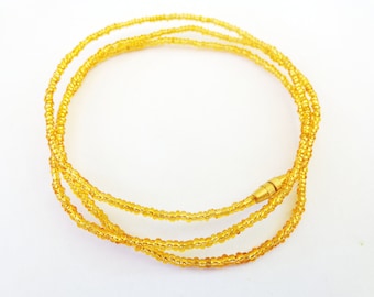 Transparent Gold African Waist Beads: Belly Chain with Clasp