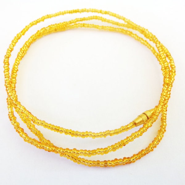 Transparent Gold African Waist Beads - African Waist Beads - Belly Chains for Weight Loss- Belly Beads - With Clasps