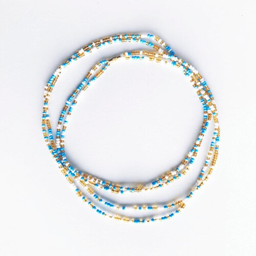 African Waist Beads Belly Chain Waistline Gold + Crystal CLASP Weight Loss