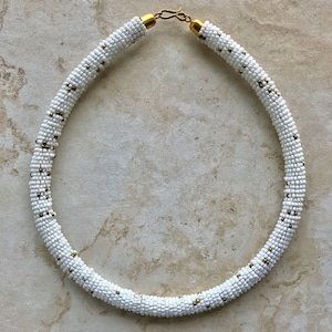 White & Gold Choker Necklace