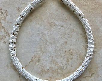 White & Gold Choker Necklace