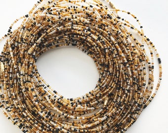 Nubian Waist Beads: Earth Tone Glass Belly Chain with Clasp