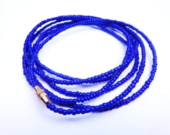 Blue African Waist Beads - African Waist Beads - Belly Chains for Weight Loss- Belly Beads - With Clasps