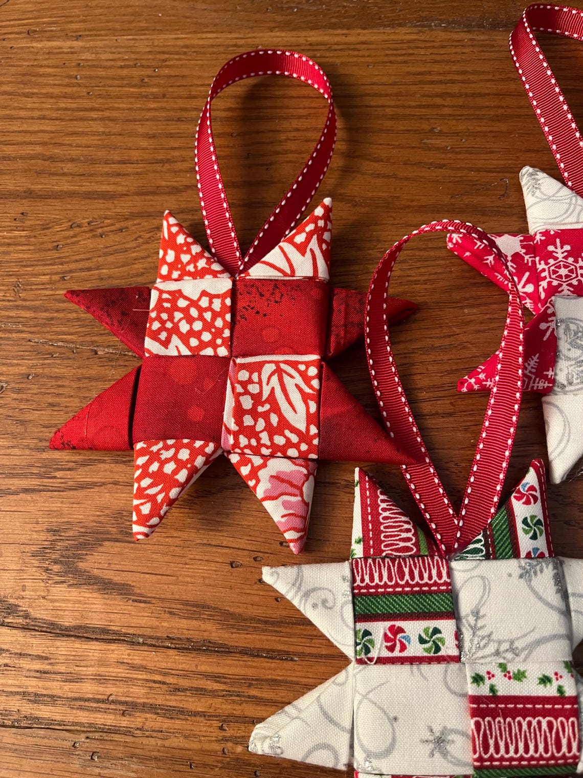 Scandinavian Ribbon Christmas Ornaments- Set of 3 - Etsy
