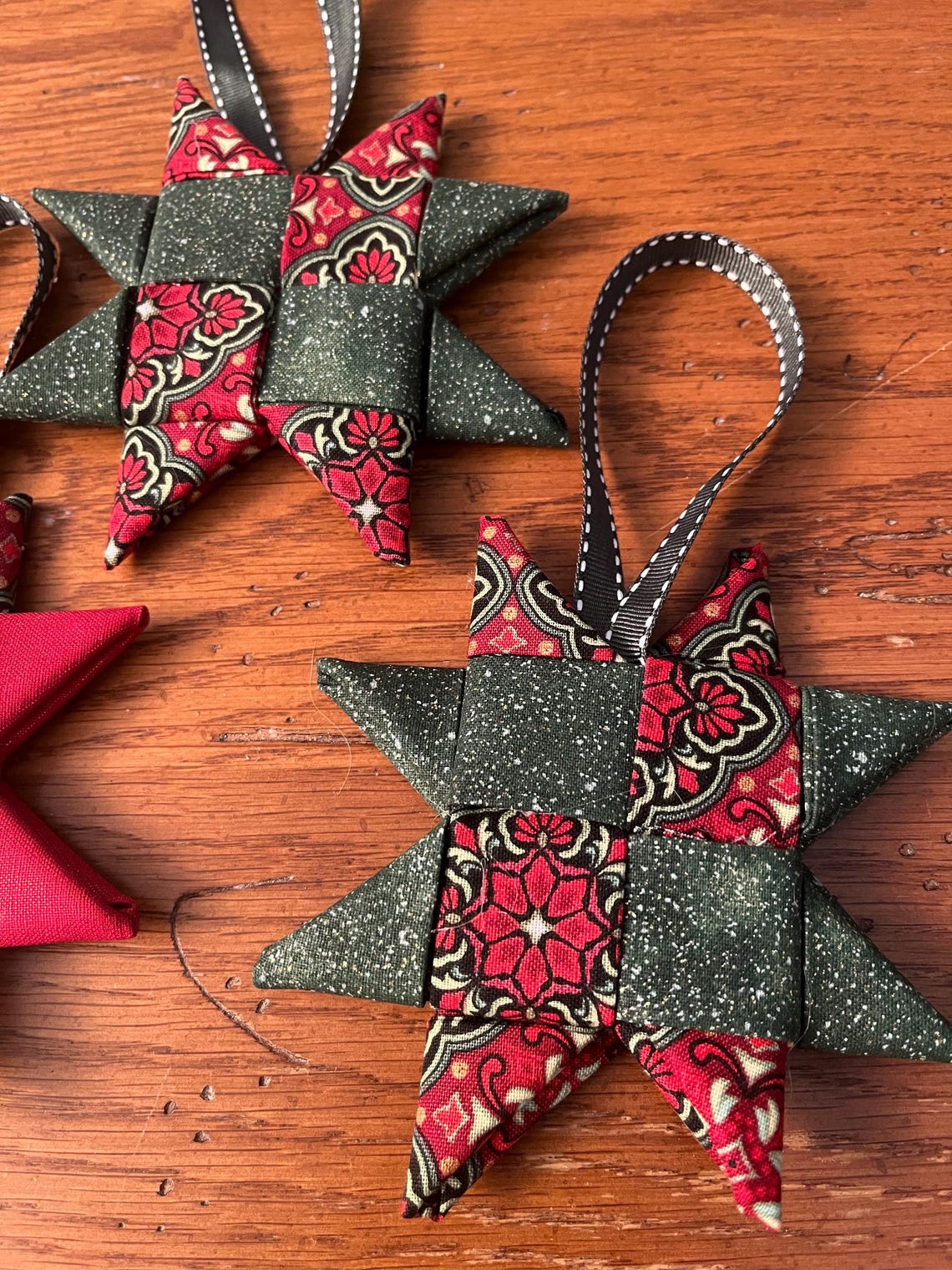Scandinavian Ribbon Christmas Ornaments- Set of 3 - Etsy