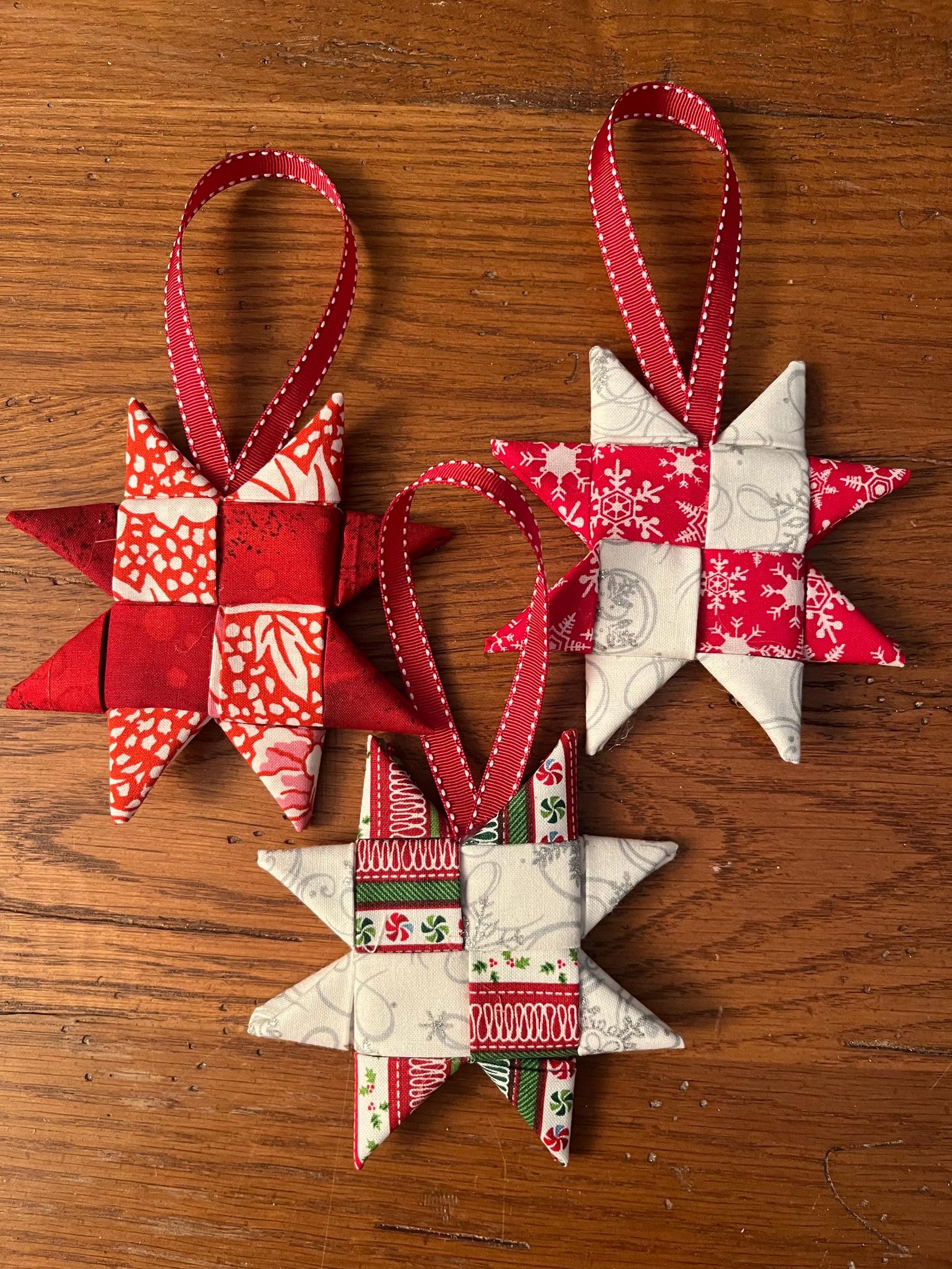Scandinavian Ribbon Christmas Ornaments- Set of 3 - Etsy