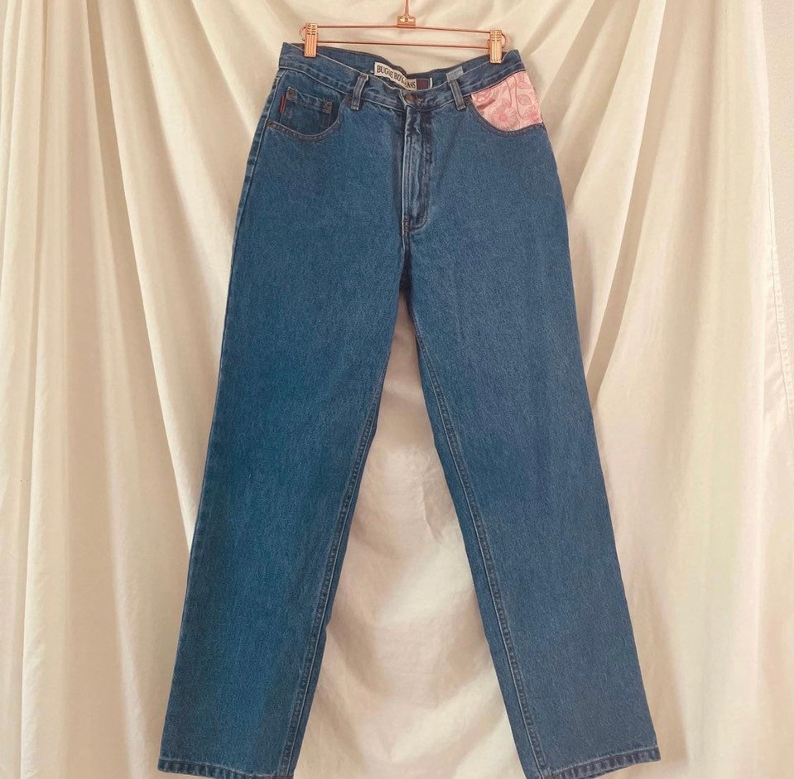 Patched Bugle Boy Jeans Etsy