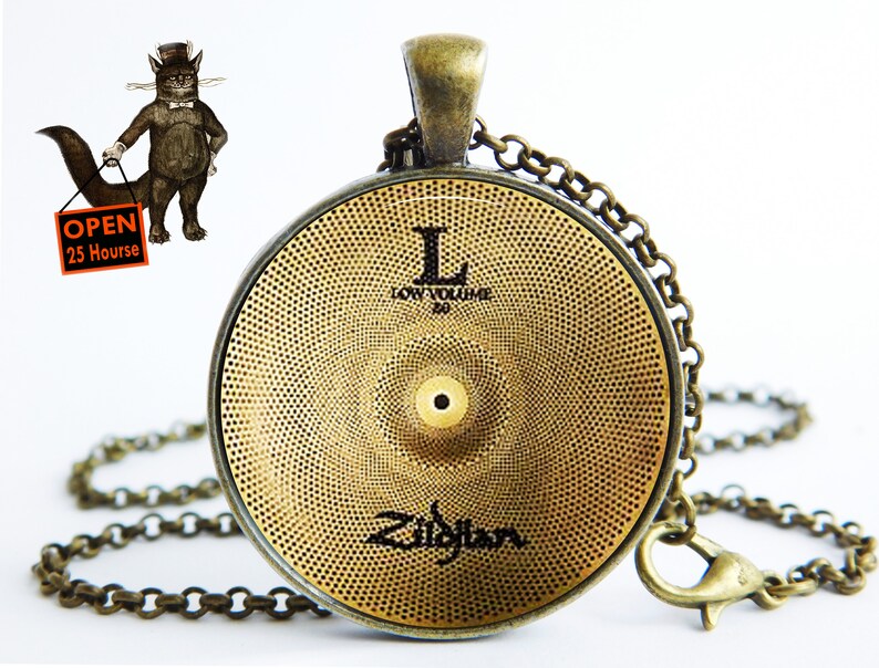 Drummer Cymbals pendant necklace Jewelry Image under the Etsy