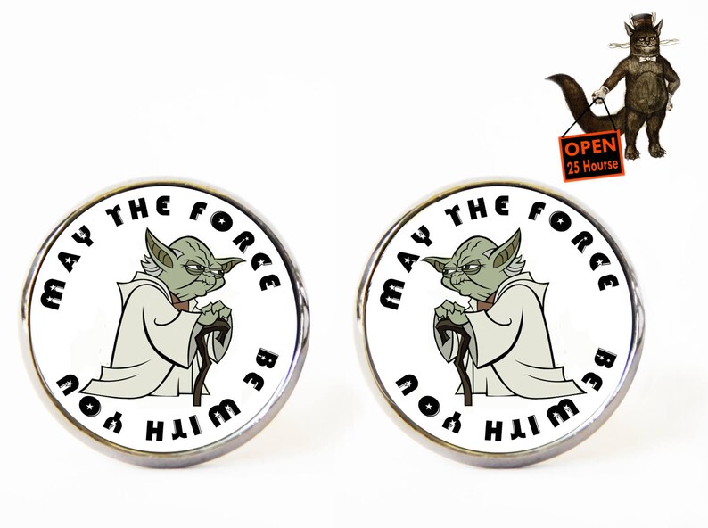 May the force be with you Yoda cufflinks Star wars cufflinks Star wars accessory,Star wars jewelry,jedy cufflinks,Men/'s Jewelry,Star wars