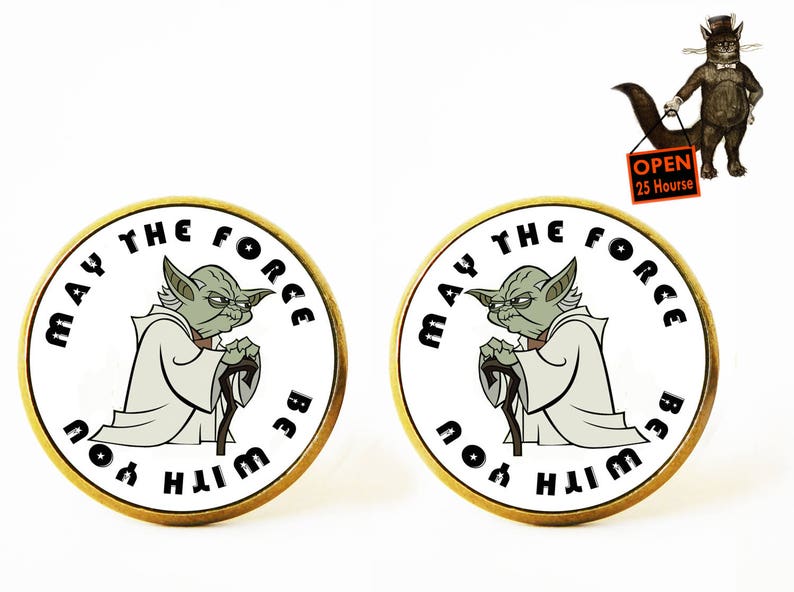 May the force be with you Yoda cufflinks Star wars cufflinks Star wars accessory,Star wars jewelry,jedy cufflinks,Men/'s Jewelry,Star wars