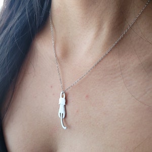 Hanging cat necklace made of 925 silver, cat necklace, chain length: 40 cm + 5 cm + gift packaging
