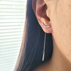 Orecchini pendenti lunghi in argento 925 con zirconi 2 pezzi per entrambi i lati argento 925 + confezione regalo