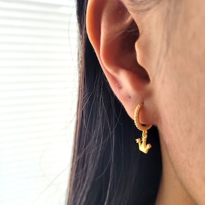 Crown Hoop Earrings with Zircon Stones with 18K Gold Plated, 925 Silver Earrings Round Gold Earrings + Gift Packaging