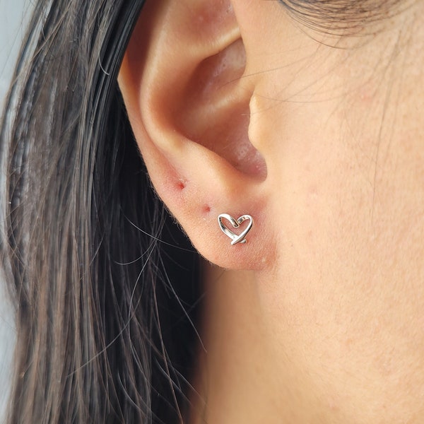 Heart earrings stud earrings made of silver 925