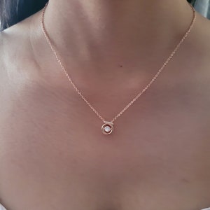 Beautiful circle with zircon chain made of silver 925 rose gold colored, necklace with pendant, chain length: 39 cm + 4 cm + gift packaging