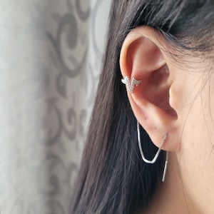 Silber 925 Funkelnden Kristall lange Einfädler Ohrringe Kreative Design Impuls 1 stück für eine Ohr Seite Silber 925 + Geschenkverpackung