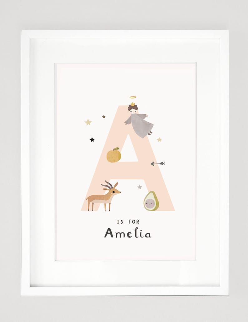 Personalised Nursery Wall Art Letter Print Toddler Girl Etsy UK