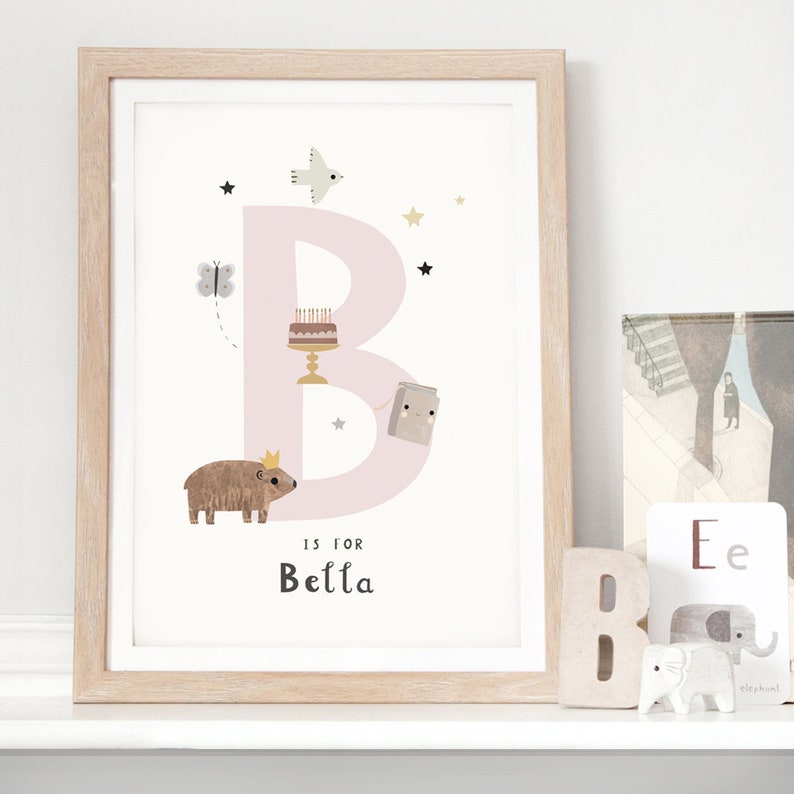 Personalised Nursery Wall Art Letter Print Toddler Girl Etsy UK