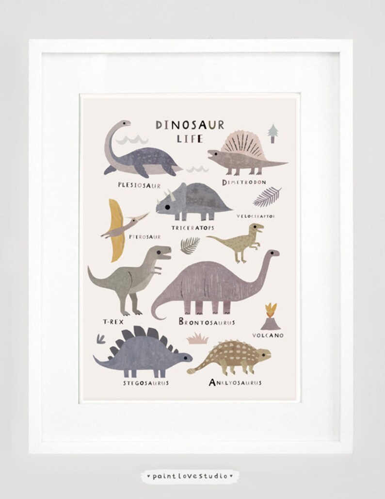 Dinosaur art print dinosaur poster kids kids dinosaur | Etsy